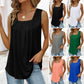 📢👚 PROMO FLASH 55% ! Débardeur Sans Manches à Col Carré – Tissu Doux, Plis Devant, Coupe Ample, 6 Coloris, Tailles S-2XL, Idéal Quotidien & Plage ✨