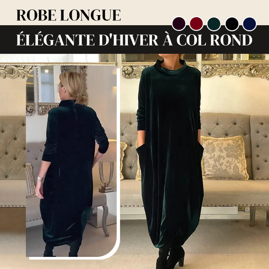 Robe Longue Élégante d'Hiver à Col Rond💖