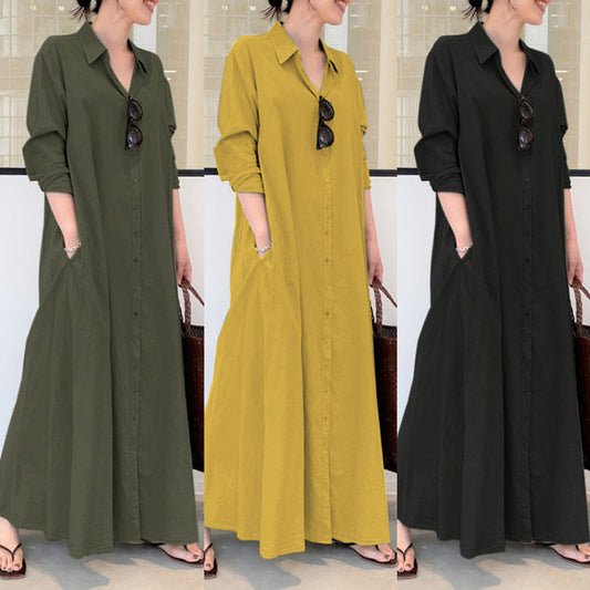 👗 OFFRE SPÉCIALE : 57% DE RÉDUCTION ! 🌸 Robe à Manches Longues Simple et Colorée – Coupe Droite Confortable & Polyvalente ✨