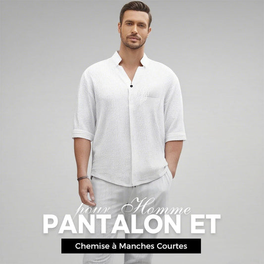 👕 Élégance Décontractée – Deux Pièces en Coton pour Homme – 50% Moins Cher ! 💧👖