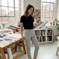 👖 54 % DE RÉDUCTION EN CE MOMENT ! 💐 Pantalon élastiqué taille haute pour femme avec poches zippées – Pantalon court extensible et infroissable