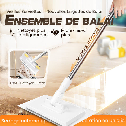 🔥 55 %  DE RÉDUCTION !! ✨🧹Serpillère Réutilisable – Pince Biomimétique Auto-Serrante, Manche Télescopique 100 cm, Rotation 360° & Écologique (Multi-Surfaces) !🧼