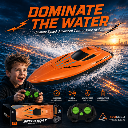 🎮PROMO FLASH 54%🚢Bateau Radiocommandé Haute Vitesse 2.4GHz – Double Moteur, Coque Étanche, 2 Couleurs, 27cm, Parfait pour Piscine & Lac⚡