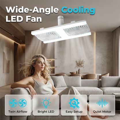 🌀💡Ventilateur de plafond avec éclairage LED 2-en-1 – Double système de refroidissement, ultra-lumineux, installation sans outils