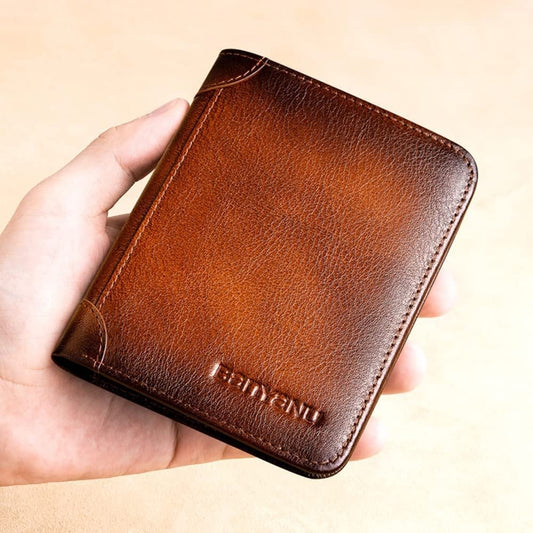 🔥👔💳 OFFRE LIMITÉE -53% ! Portefeuille Homme en Cuir Véritable avec RFID – Ultra-fin, Grande Capacité & Protection (Marron/Café/Bleu)