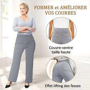 ✨50% de réduction✨Haute élasticité - Pantalon décontracté à jambe droite et taille haute