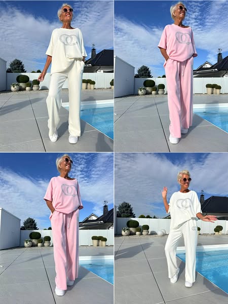 ⏳Offre limitée : 60 % de rabais ⏰Ensemble décontracté deux pièces pour femmes, composé d'un haut uni et d'un pantalon ample