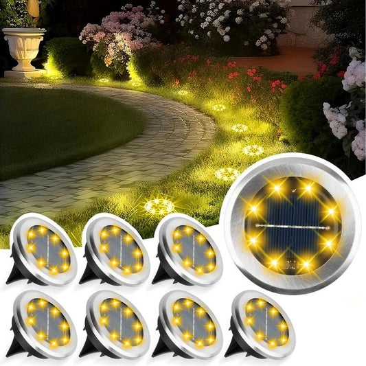🔥 Offre exceptionnelle : 50 % DE RÉDUCTION 🔥 Lampe de sol en acier inoxydable à énergie solaire avec 8 LED