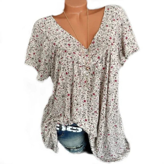 💎 54% DE RÉDUCTION ! 💎💃T-Shirt d’Été à Col V pour Femmes – Imprimé Floral, Coupe Fluide & Tissu Doux Respirant 🌸👚