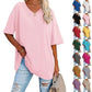 👚 PROMO LIMITÉE 50% DE RÉDUCTION ! 💥 T-Shirt Femme Col V – Coton Premium, Coupe Ample, Bas Évasé ✨