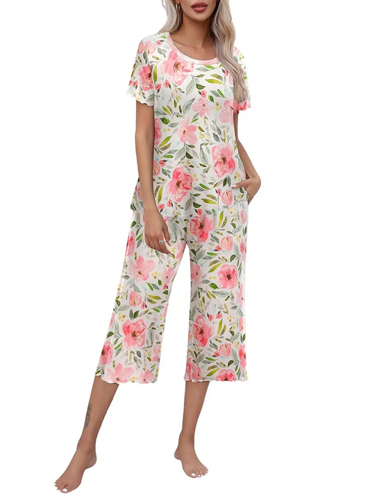 ⏳Limited time 50% discount💥Ensemble de vêtements de nuit Top et pantalon imprimés pour femmes
