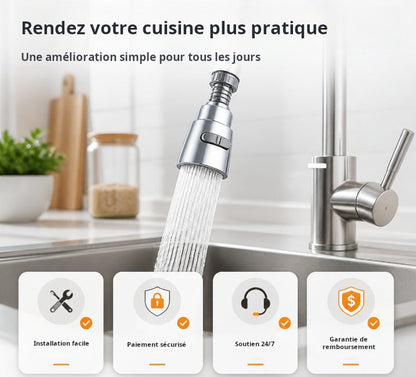 Rallonge de robinet anti-éclaboussures avec 9 joints pour évier de cuisine et de salle de bain