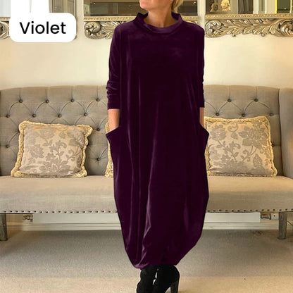 Robe Longue Élégante d'Hiver à Col Rond💖