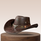 🤠 PROMO LIMITÉE 52% DE RÉDUCTION ! ☀️ Chapeau Cowboy Anti-UV Respirant – Large Visière, Détails Rivets, Taille Unique 🏕️