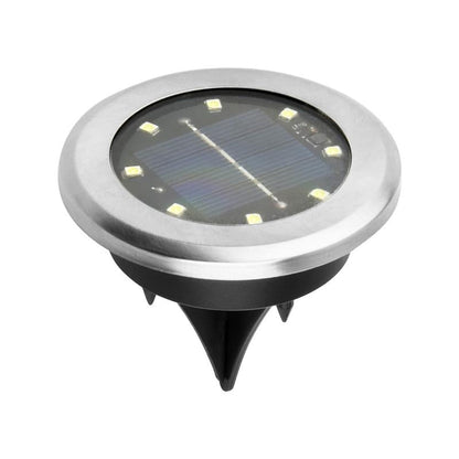 Lampe solaire d'extérieur en acier inoxydable avec 8 LED