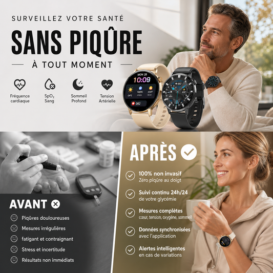 🔥60 % DE RÉDUCTION POUR UNE DURÉE LIMITÉE | Montre connectée Bluetooth multifonction ✅ Suivi complet de la santé 24 h/24, 7 j/7