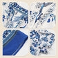 European  blue printed dress, showcase your elegant charm! 🌹✨