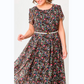 🔥Hot 29% réduction🔥Robe florale fluide avec ceinture blanche délicate