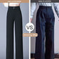 Pantalon droit étroit en soie glacée à taille haute couvrant la chair