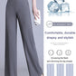 Pantalon droit étroit en soie glacée à taille haute couvrant la chair