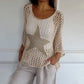 50% de réduction🔥Haut en résille tricoté au crochet à col rond pour femmes