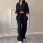 Ensemble 2 pièces pour femmes Chemise boutonnée et pantalon