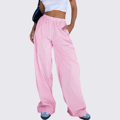 🔥2024 Hot Sale🔥Women Striped Casual Relaxed Fit Straight Lounge Pants