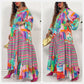 💕50% de réduction au début de l'automne💕 Robe Longue Imprimée à Fleurs avec Col en V