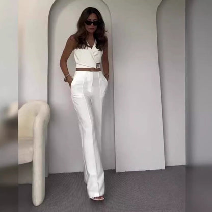 💕Hot Sale-Free Shipping💕Women's 2 Piece Outfits Crop Vest & Wide Leg Pants