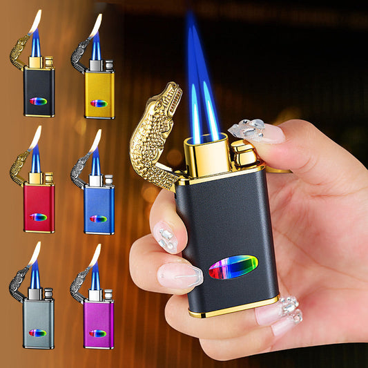 Briquet coupe-vent en forme d'alligator avec triple flamme🔥