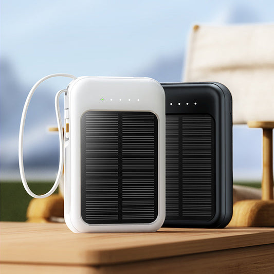 Batterie Externe Solaire Mini Autonome avec Câble Intégré✨