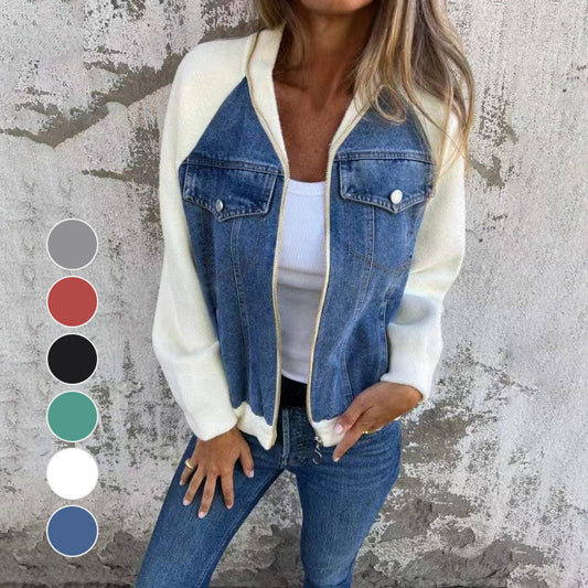 🌸2024 Promotion automne 49%OFF🌸Veste en denim à fermeture éclair pour femme