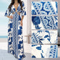 Summer Hot Sale💕 Sexy Bat Half Sleeve Hollow Maxi Dresses