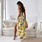 💕49% Off🍋Robe longue élégante à bretelles spaghetti et imprimé citron pour femmes