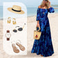 🌸Soldes d'été à 60% de réduction👗Robe longue fluide élégante à épaules dénudées et imprimé floral pour femme