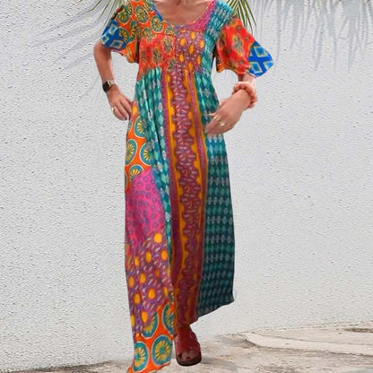 🌸Remise à durée limitée 50 %🌸Femme Bohemian Patchwork Color Long Robe