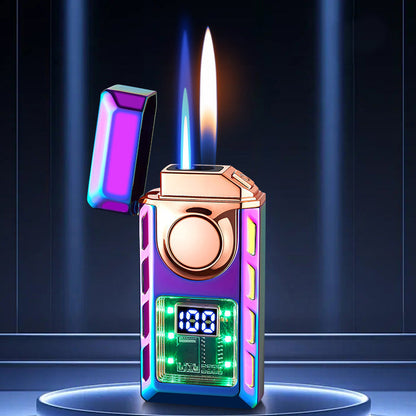 Briquet à Double Flamme Multifonctionel avec Lumières Colorées🎁