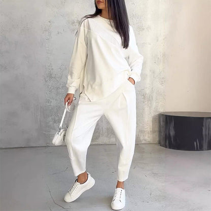 📢📢57 % de réduction !! ⏰👚Ensemble Sweat-Shirt & Pantalon Femme – Coupe Décontractée, Ourlet Irrégulier & Tissu Doux pour un Confort Optimal 🍂
