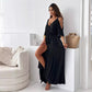 🌺soldes d'automne à 50% de réduction🌺Robe sexy élégante à col en V et fente latérale pour femme🎀