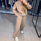 Ensemble 2 pièces sweat-shirt de sport décontracté à col rond et pantalon de jogging pour femme🌸