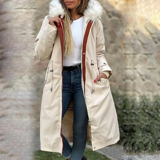 🎁Vente précoce du Black Friday🎁 Manteau d'hiver pour femme avec capuche et col en fourrure, parka décontractée⛄