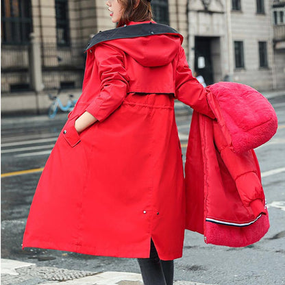 🎁Vente précoce du Black Friday🎁 Manteau d'hiver pour femme avec capuche et col en fourrure, parka décontractée⛄