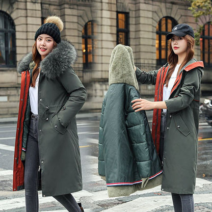 🎁Vente précoce du Black Friday🎁 Manteau d'hiver pour femme avec capuche et col en fourrure, parka décontractée⛄