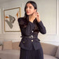 🎄✨Spécial Noël 50% RÉDUCTION🎄Ensemble deux pièces blazer à revers et jupe plissée pour femme 👗(avec ceinture)