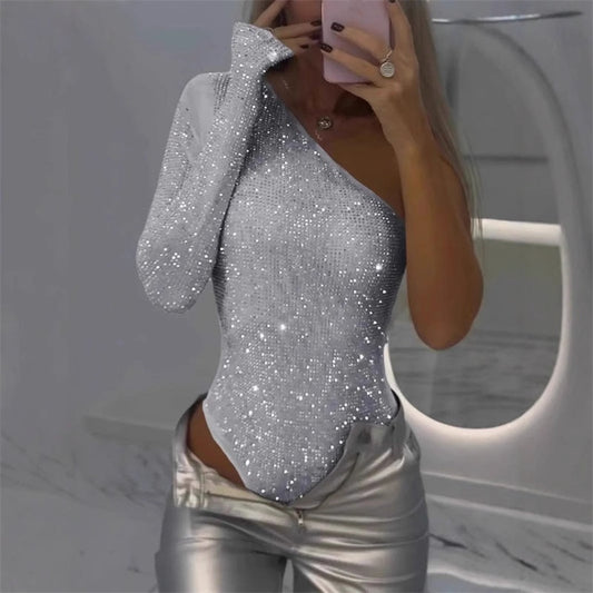 2025 Nouveau design✨💃Body asymétrique à paillettes pour femme