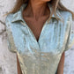 Women's Bronzed Lapel Long Sleeve Shirts