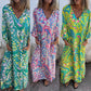 🌸Spring Specials👗🌸 Robe longue bohème à col en V imprimée abstraite pour femme