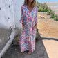 🌸Spring Specials👗🌸 Robe longue bohème à col en V imprimée abstraite pour femme