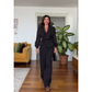 🌸Promotions de printemps🌸 Elégant Top noir perlé et pantalon à large jambe (ensemble de 2 pièces)