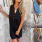 💖Vente limitée 50% OFF💖Robe sans manches pour femme avec col en V et boutonnage